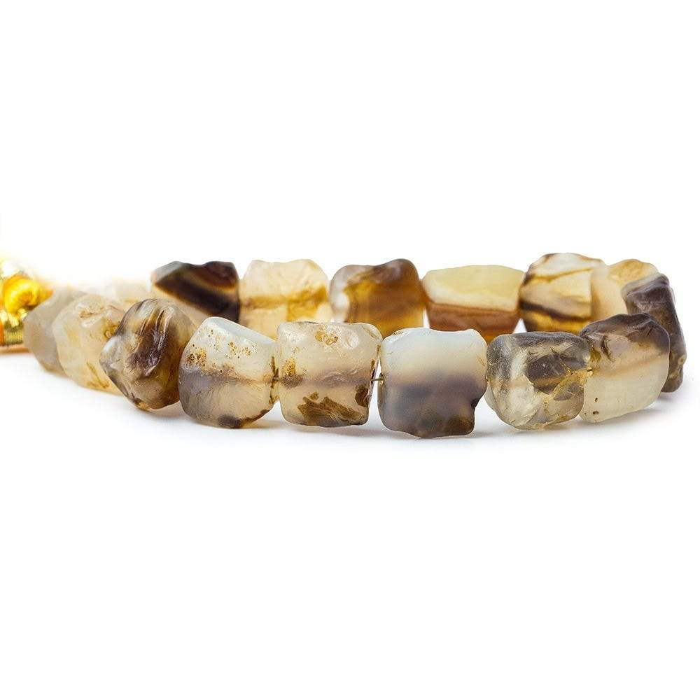 Sepia Brown Agate Beads Tumbled Hammer Faceted Square - Beadsofcambay.com