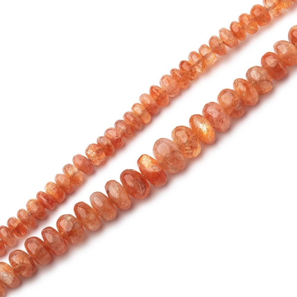 Set of 2 Strands of Sunstone Plain Rondelle Beads 16 inches each 363 beads total - Beadsofcambay.com