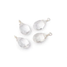 Set of 4 Silver Wire Wrapped 9x6mm Crystal Quartz Faceted Pear Focals - Beadsofcambay.com