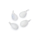 Set of 4 Silver Wire Wrapped 9x6mm Rainbow Moonstone Faceted Pear Focals - Beadsofcambay.com