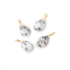 Set of 4 Vermeil Wire Wrapped 9x6mm Dendritic Opal Faceted Pear Focals - Beadsofcambay.com