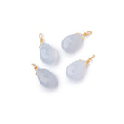 Set of 4 Vermeil Wire Wrapped 9x6mm Natural Chalcedony Faceted Pear Focals - Beadsofcambay.com