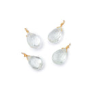 Set of 4 Vermeil Wire Wrapped 9x6mm Prasiolite Faceted Pear Focals - Beadsofcambay.com