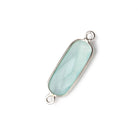 Silver .925 Bezeled Seafoam Green Chalcedony oval Connector focal - Beadsofcambay.com