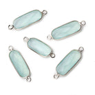 Silver .925 Bezeled Seafoam Green Chalcedony oval Connector focal - Beadsofcambay.com