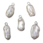 Silver Bezel White Keshi Freshwater Pearl Pendant 17x9mm average - Beadsofcambay.com