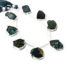 Silver Leaf Indicolite Blue & Green Tourmaline Slice Natural Crystal Beads 8 pieces - Beadsofcambay.com