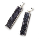 Silver Leafed Amethyst Bar Drusy Pendant with Bail Set of 2 pieces 39x9x7mm A Grade - Beadsofcambay.com