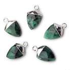 13x10mm Silver Leafed Emerald faceted shield Pendant 1 focal bead  - Beadsofcambay.com