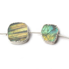 Silver Leafed Labradorite plain slice strand 7 beads 11x10-17x17mm - Beadsofcambay.com