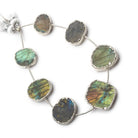 Silver Leafed Labradorite plain slice strand 7 beads 11x10-17x17mm - Beadsofcambay.com