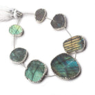 Silver Leafed Labradorite plain slice strand 7 beads 14x11-28x24mm - Beadsofcambay.com