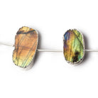 Silver Leafed Labradorite plain slice strand 7 beads 15x11-25x13mm - Beadsofcambay.com