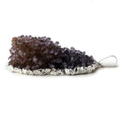Silver Leafed Purple Crystal Convex Drusy Pendant with Bail 1 focal bead 42x30x17mm A Grade - Beadsofcambay.com