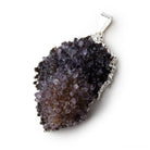 Silver Leafed Purple Crystal Convex Drusy Pendant with Bail 1 focal bead 42x30x17mm A Grade - Beadsofcambay.com