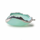 Silver Leafed Seafoam Green Concave Drusy Pendant 1 focal bead 33x25x13mm A Grade - Beadsofcambay.com