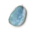 Silver Leafed Sky Blue Concave Drusy Pendant 1 focal bead 38x27x14mm A Grade - Beadsofcambay.com