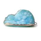 Silver Leafed Sky Blue Concave Drusy Pendant 1 focal bead 38x27x14mm A Grade - Beadsofcambay.com