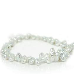 Silvery White Top Drill Keshi Freshwater Pearl - Beadsofcambay.com