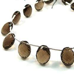 Smoky Quartz Faceted Oval - Beadsofcambay.com