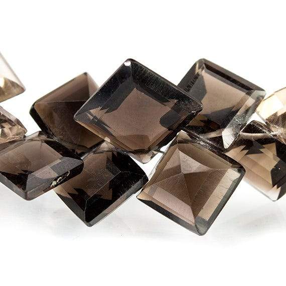 Smoky Quartz Pavilion Faceted Square Beads, 7.5 inch, 4x4x3-11x11x4mm, 55 pieces - Beadsofcambay.com