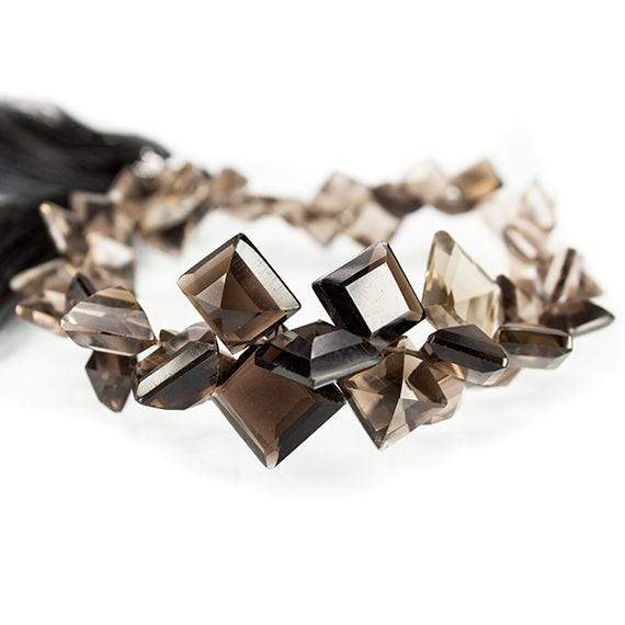 Smoky Quartz Pavilion Faceted Square Beads, 7.5 inch, 4x4x3-11x11x4mm, 55 pieces - Beadsofcambay.com