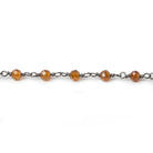Spessartite Garnet micro-faceted rondelle Black Gold plated Chain by the foot 40 beads - Beadsofcambay.com