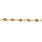 Spessartite Garnet micro-faceted rondelle Gold plated Chain by the foot 40 beads - Beadsofcambay.com