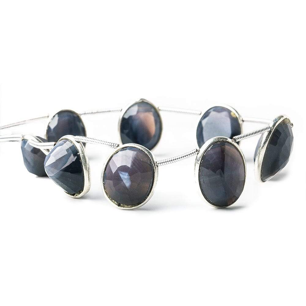 Sterling Silver Bezel Set Violet Scapolite Pavilion Faceted Oval Beads - Beadsofcambay.com