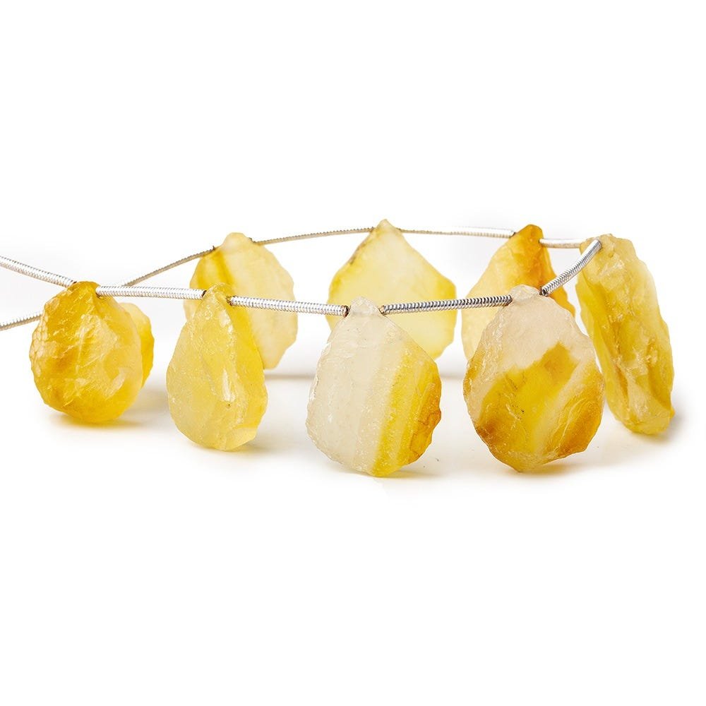 Sunflower Yellow Agate Beads Hammer Faceted Pear - Beadsofcambay.com