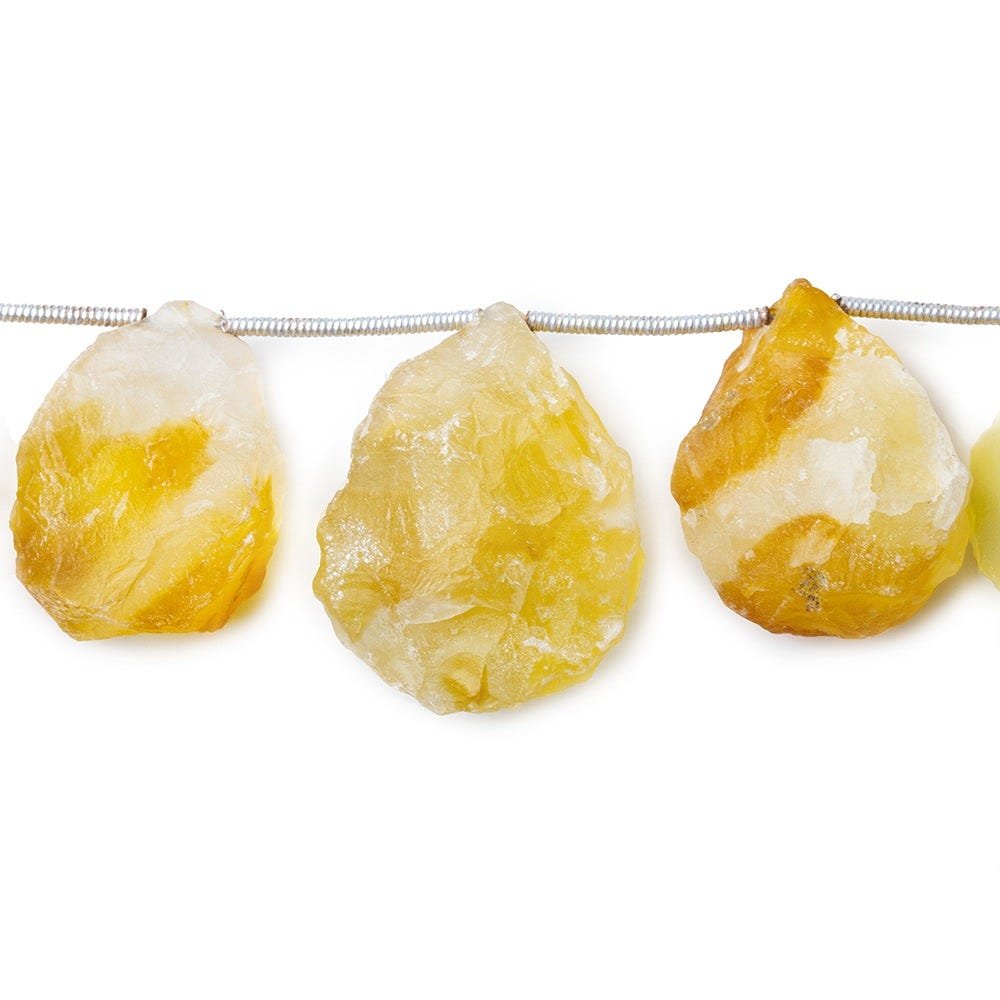 Sunflower Yellow Agate Beads Hammer Faceted Pear - Beadsofcambay.com