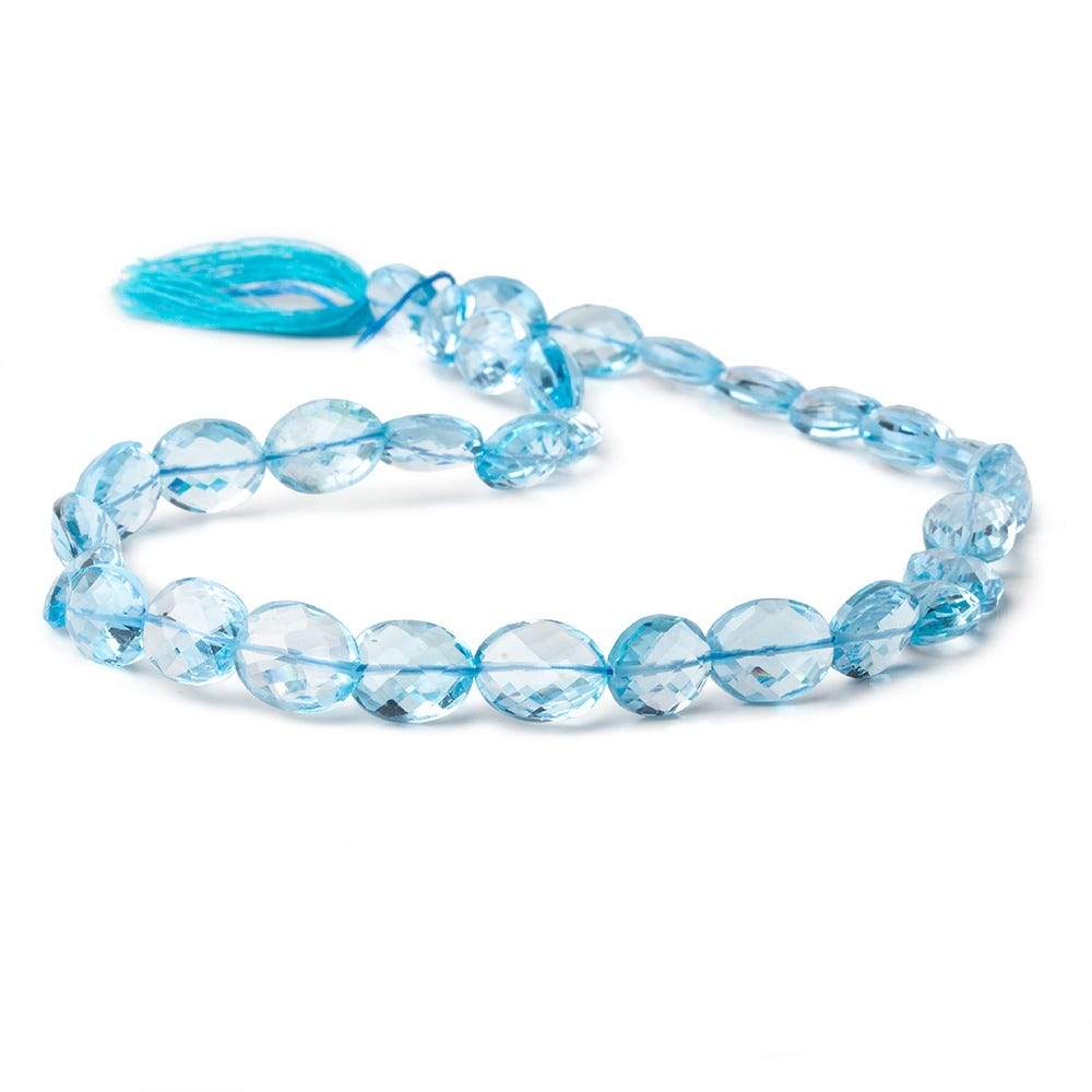 Swiss Blue Topaz faceted oval beads 14 inches 31 pieces 11x9-13x9mm A - Beadsofcambay.com