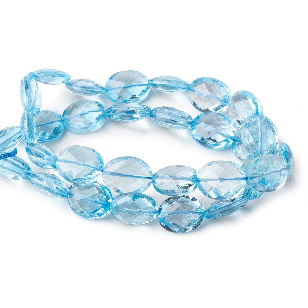 Swiss Blue Topaz faceted oval beads 14 inches 31 pieces 11x9-13x9mm A - Beadsofcambay.com
