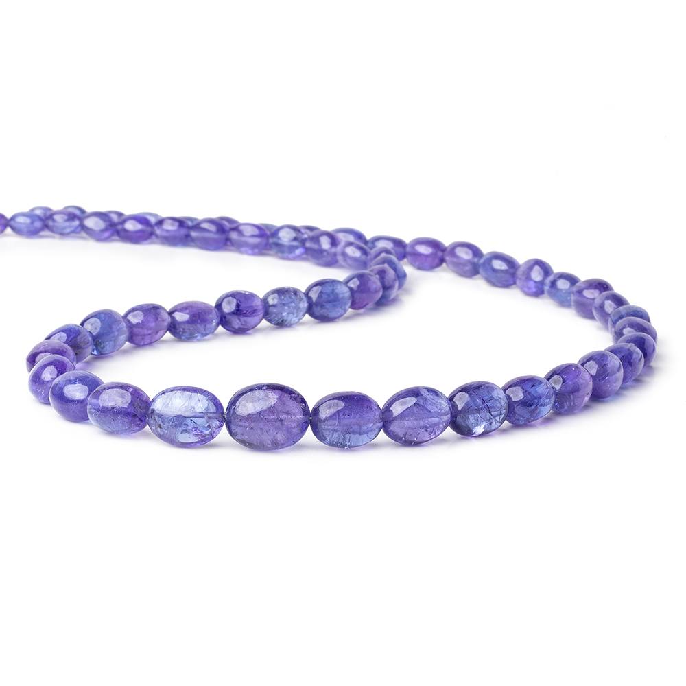 Tanzanite straight drilled plain ovals 6x5mm - 10x9mm 55 beads 18 inch GF - Beadsofcambay.com