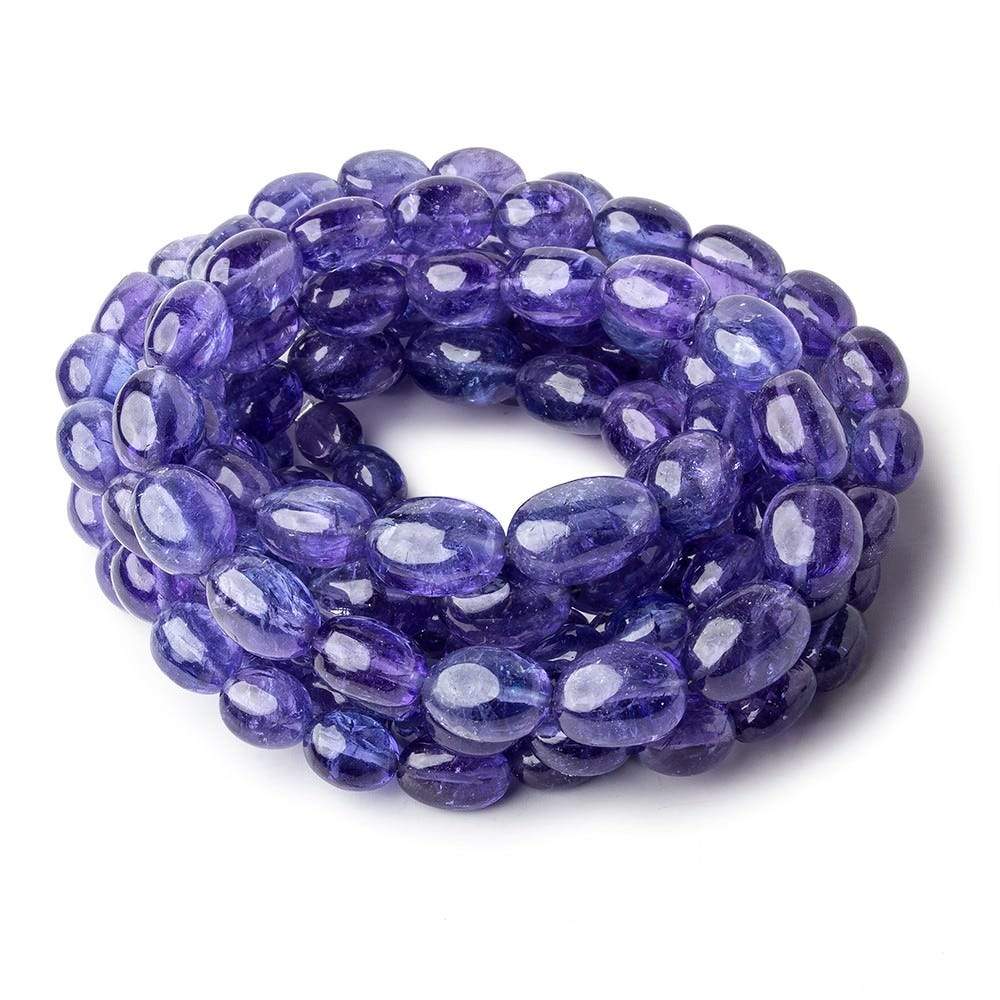 Tanzanite straight drilled plain ovals 6x5mm - 10x9mm 55 beads 18 inch GF - Beadsofcambay.com