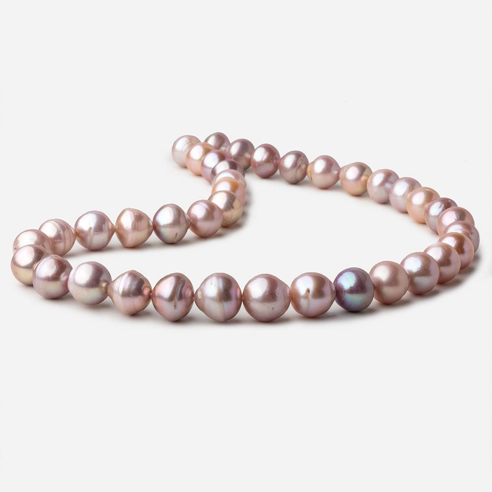 Tri Color Baroque straight drilled Freshwater Pearls 16 inch 38 pearls 11mm 12mm A - Beadsofcambay.com