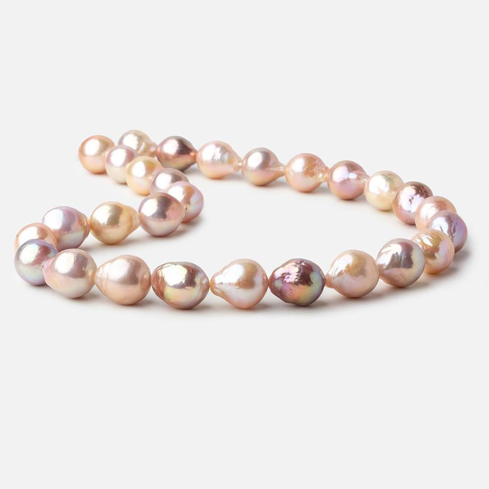 Tri Color Baroque Straight Drilled Freshwater Pearls 17 inch 26 pearls 12x11mm - 12x14mm A - Beadsofcambay.com