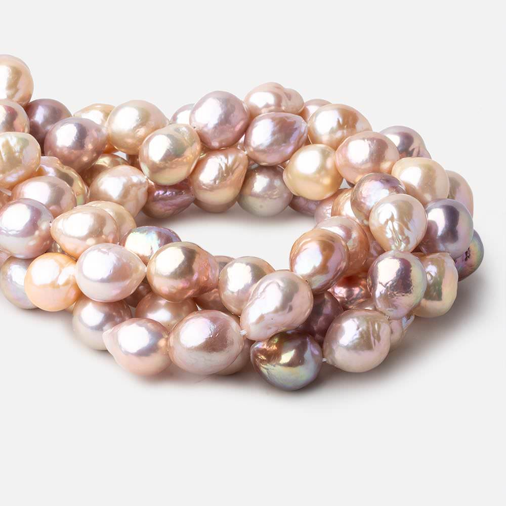 Tri Color Baroque Straight Drilled Freshwater Pearls 17 inch 26 pearls 12x11mm - 12x14mm A - Beadsofcambay.com