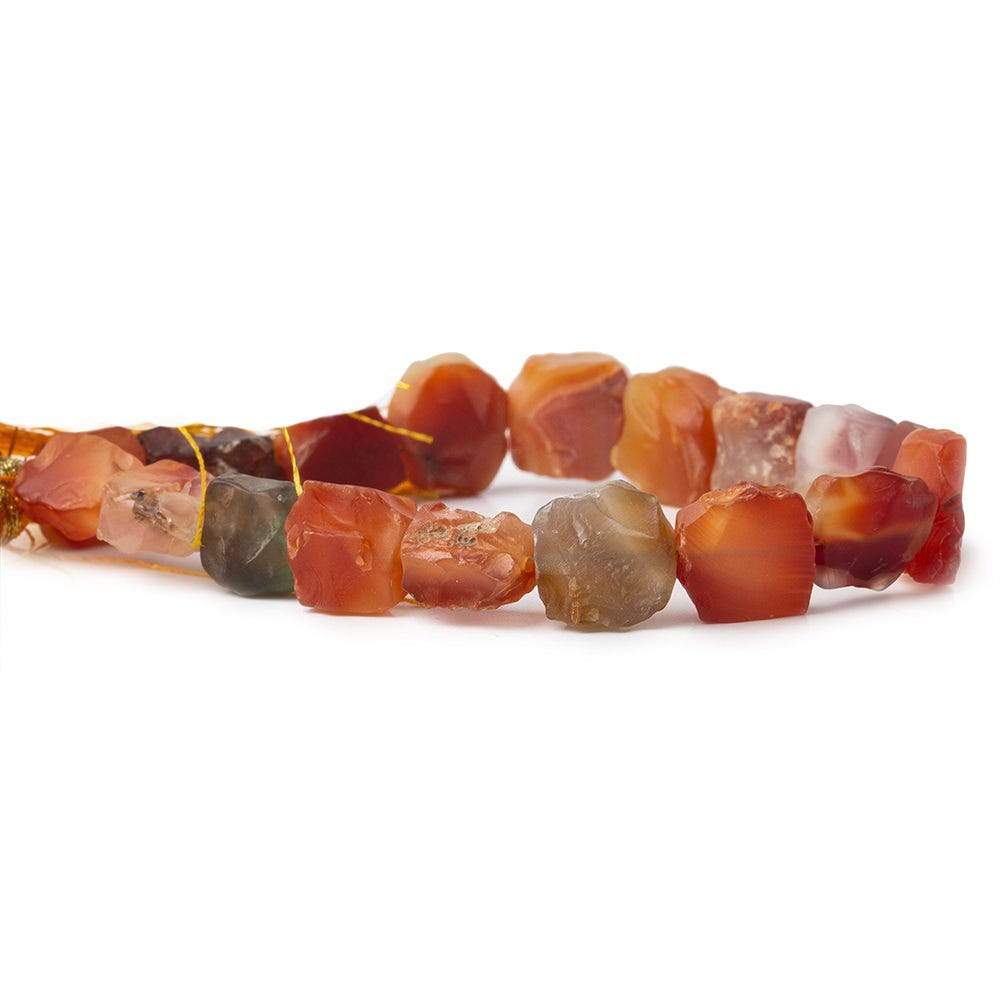 Tropical Mango Agate Beads Tumbled Hammer Faceted Square - Beadsofcambay.com