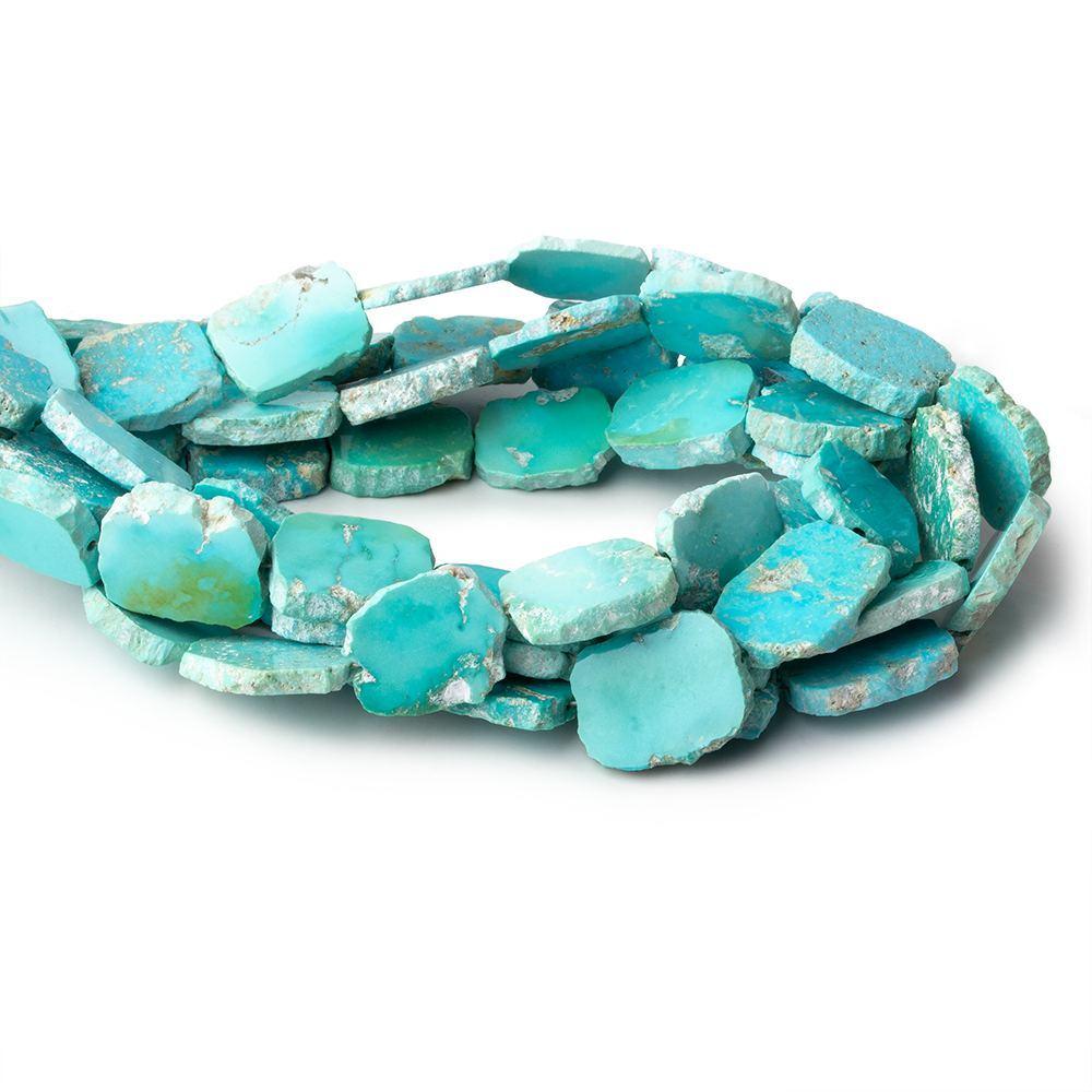 Turquoise plain slice freeform beads 8 inch 15 pieces 11x9-14x11mm - Beadsofcambay.com