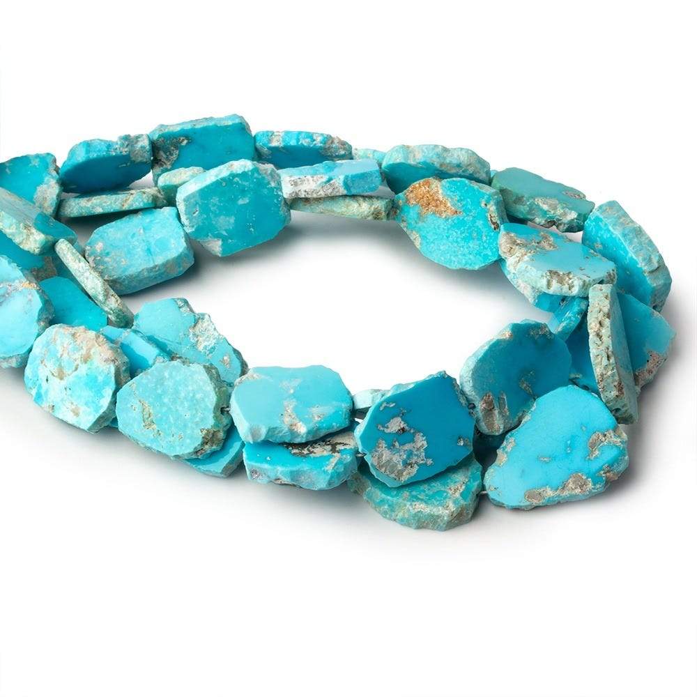 Turquoise Straight Drilled Slices 8 inch 15 Beads 12x10-14x12mm - Beadsofcambay.com