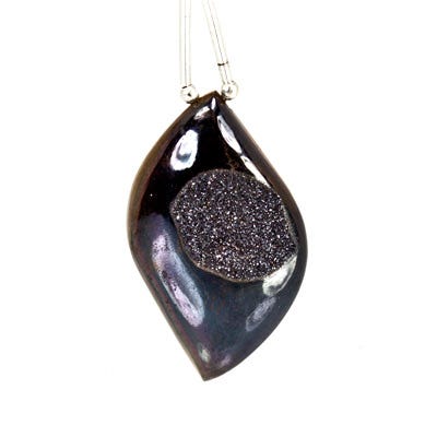 Vamp Purple Drusy Focal Bead Free Shape, Metallic Shimmer - Beadsofcambay.com