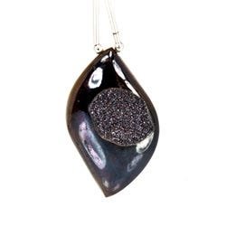 Vamp Purple Drusy Focal Bead Free Shape, Metallic Shimmer - Beadsofcambay.com