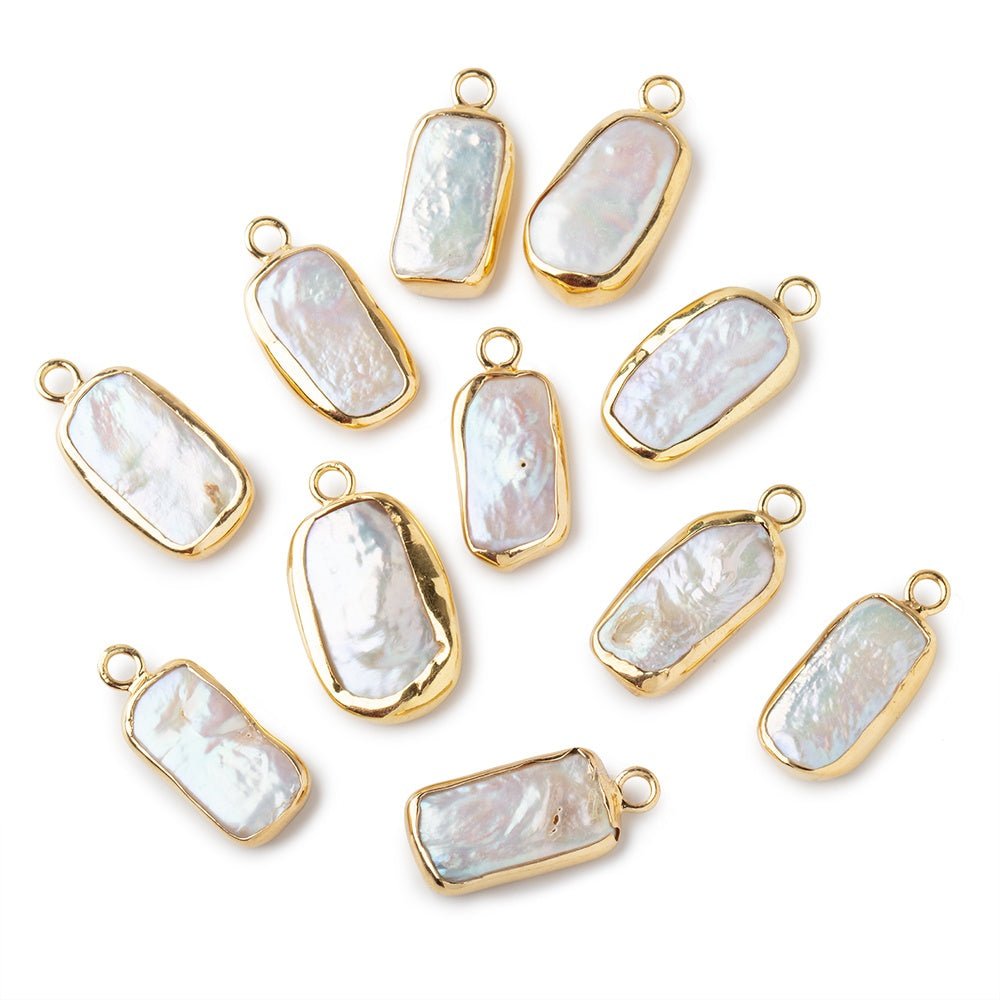 Vermeil Bezel RosÃ© White Rectangle Focal Pendants SET of 11 Focal Pieces - Beadsofcambay.com