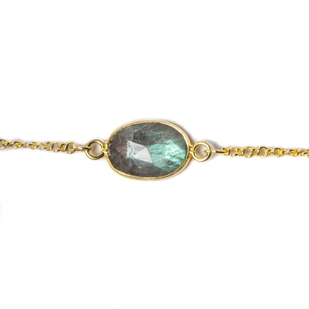 Vermeil Bezel Set Labradorite Chain - Beadsofcambay.com