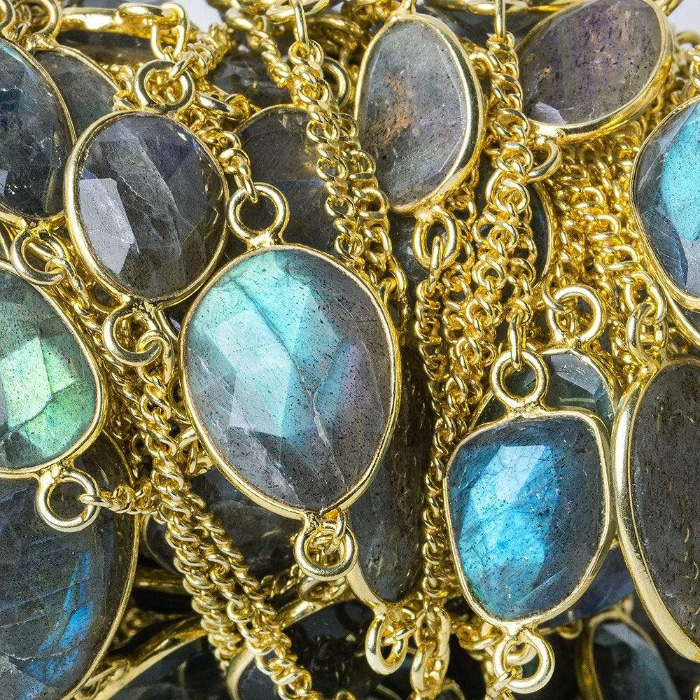 Vermeil Bezel Set Labradorite Chain - Beadsofcambay.com