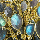 Vermeil Bezel Set Labradorite Chain - Beadsofcambay.com