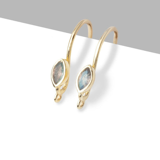 Vermeil Labradorite Marquise Earwire Set of 2 pieces - Beadsofcambay.com