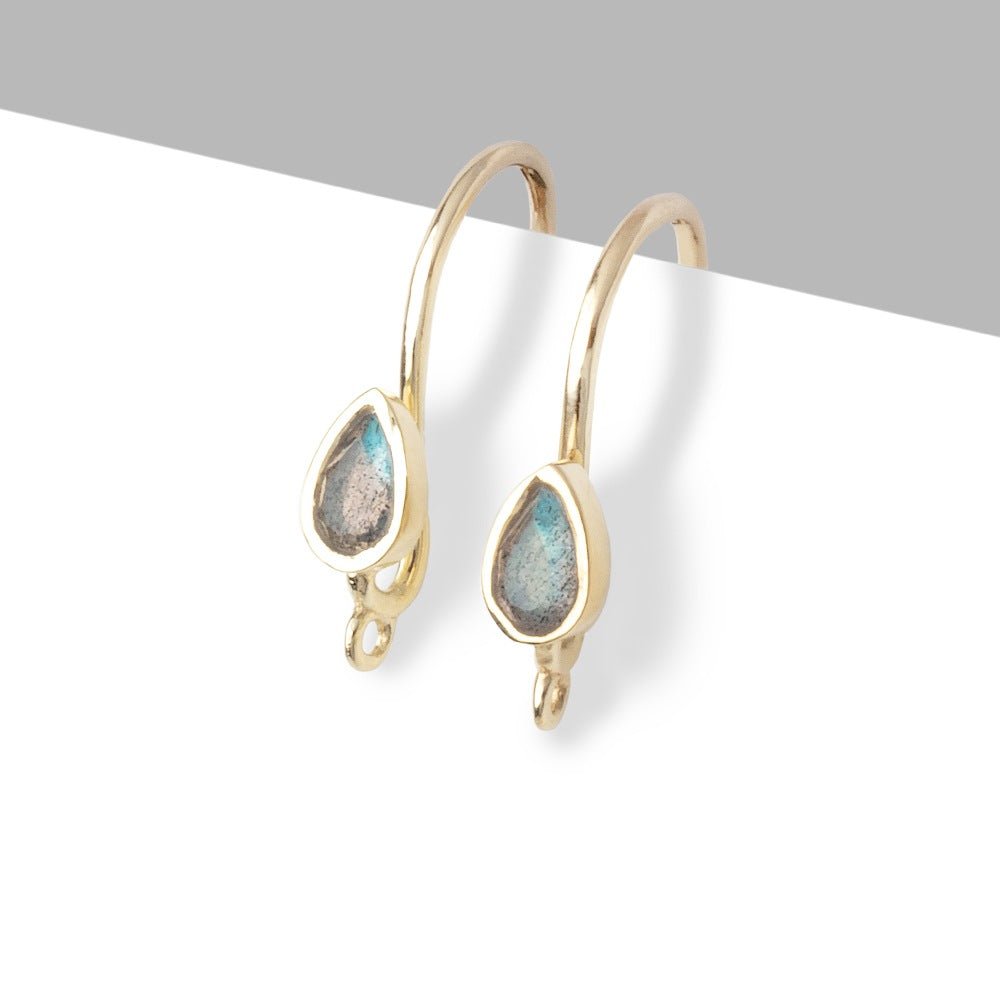 Vermeil Labradorite Tear Drop Earwire Set of 2 pieces - Beadsofcambay.com