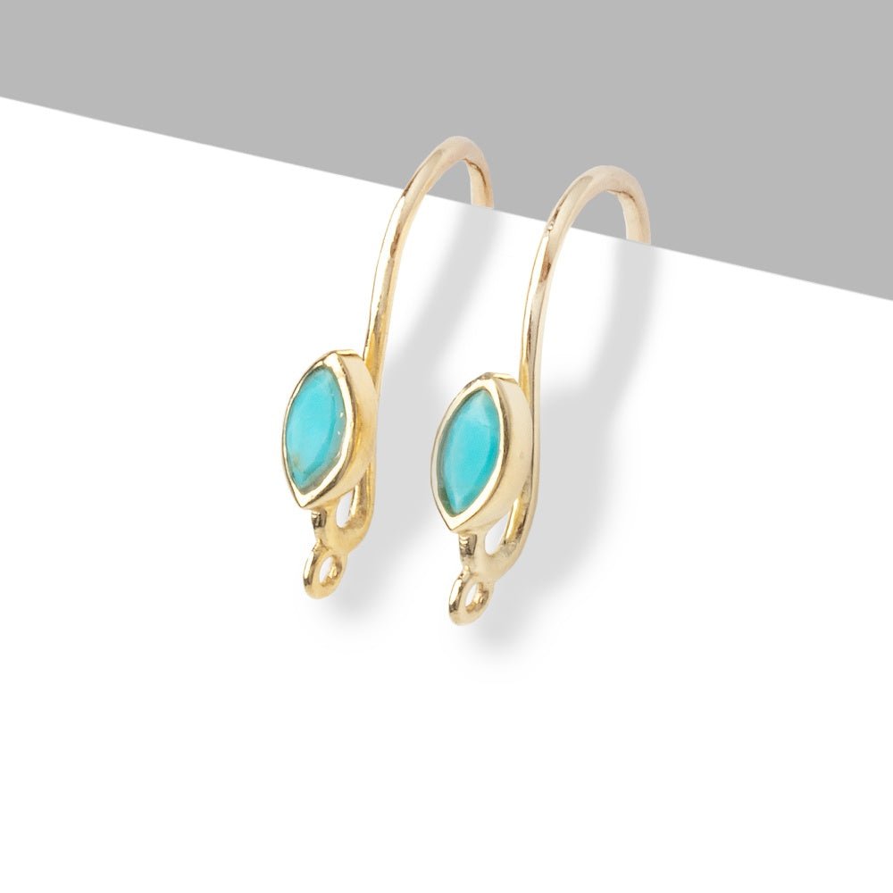 Vermeil Turquoise Howlite Marquise Earwire Set of 2 pieces - Beadsofcambay.com